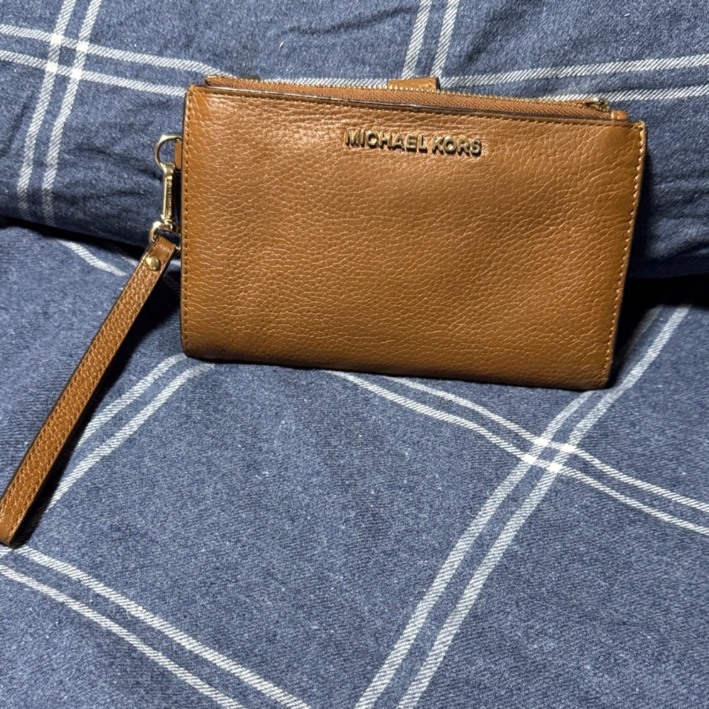 Michael Kors Brown Leather Wristlet
